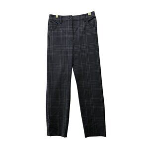 Theory Treeca 5 Pocket Dover Tech Pants Womens 4 Navy Blue Grid Plaid Ankle